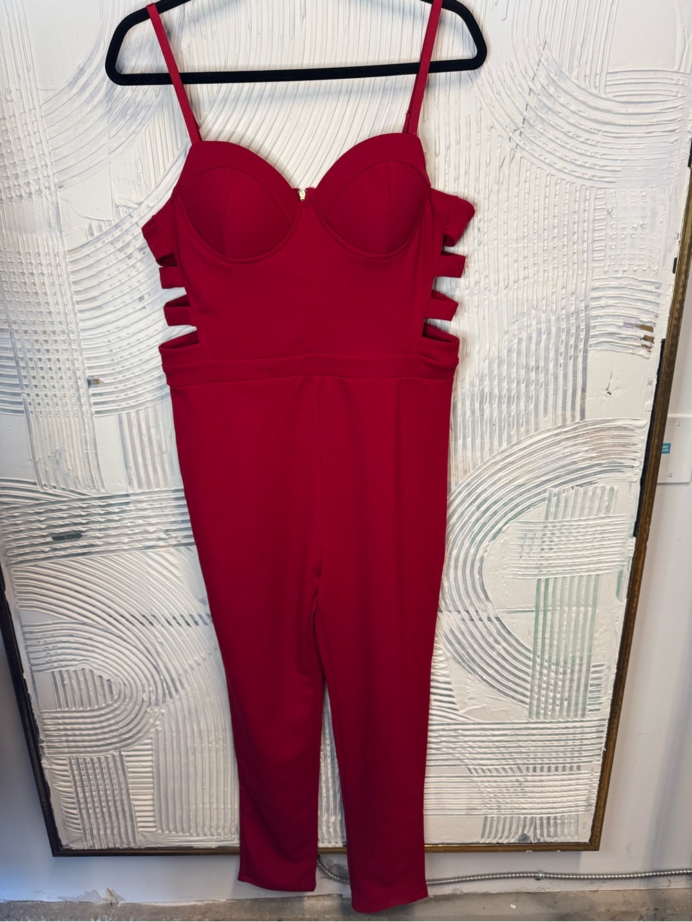Haute Monde Red Strappy Bustier Jumpsuit